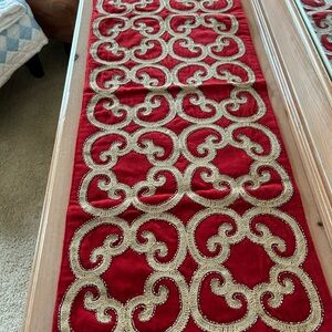 Pier 1 Red and Gold Table Runner